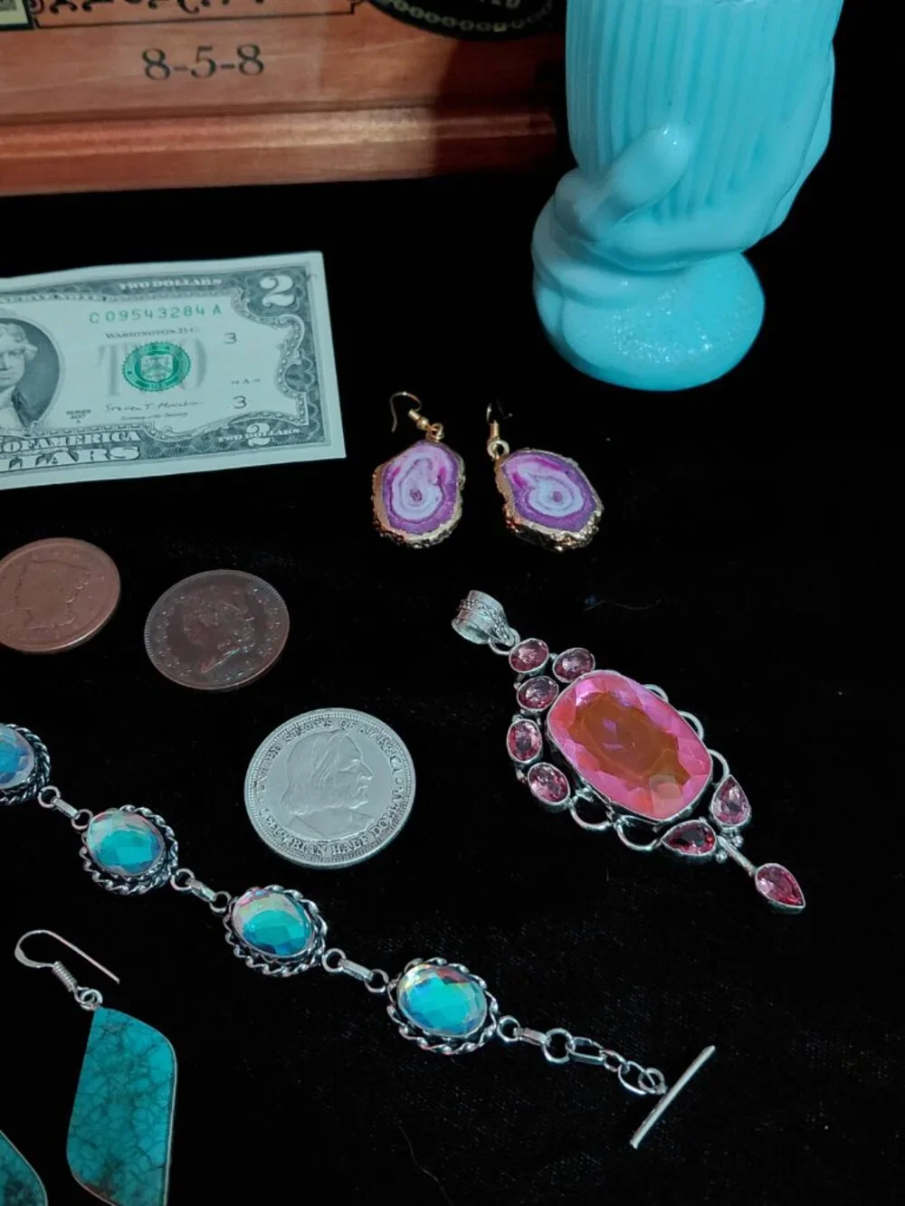 Vintage & Antique Lot - silver jewelry - old coins & stuff